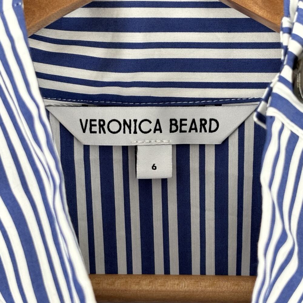 VERONICA BEARD Arabel gathered striped cotton-blend poplin dress Size 6 - Picture 6 of 12